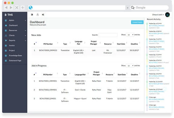 Project Management System for Translation Industry